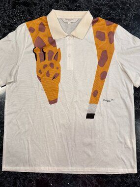 Christian Dior Sports Giraffe Golf Collared Short Sleeve Shirt NWOT